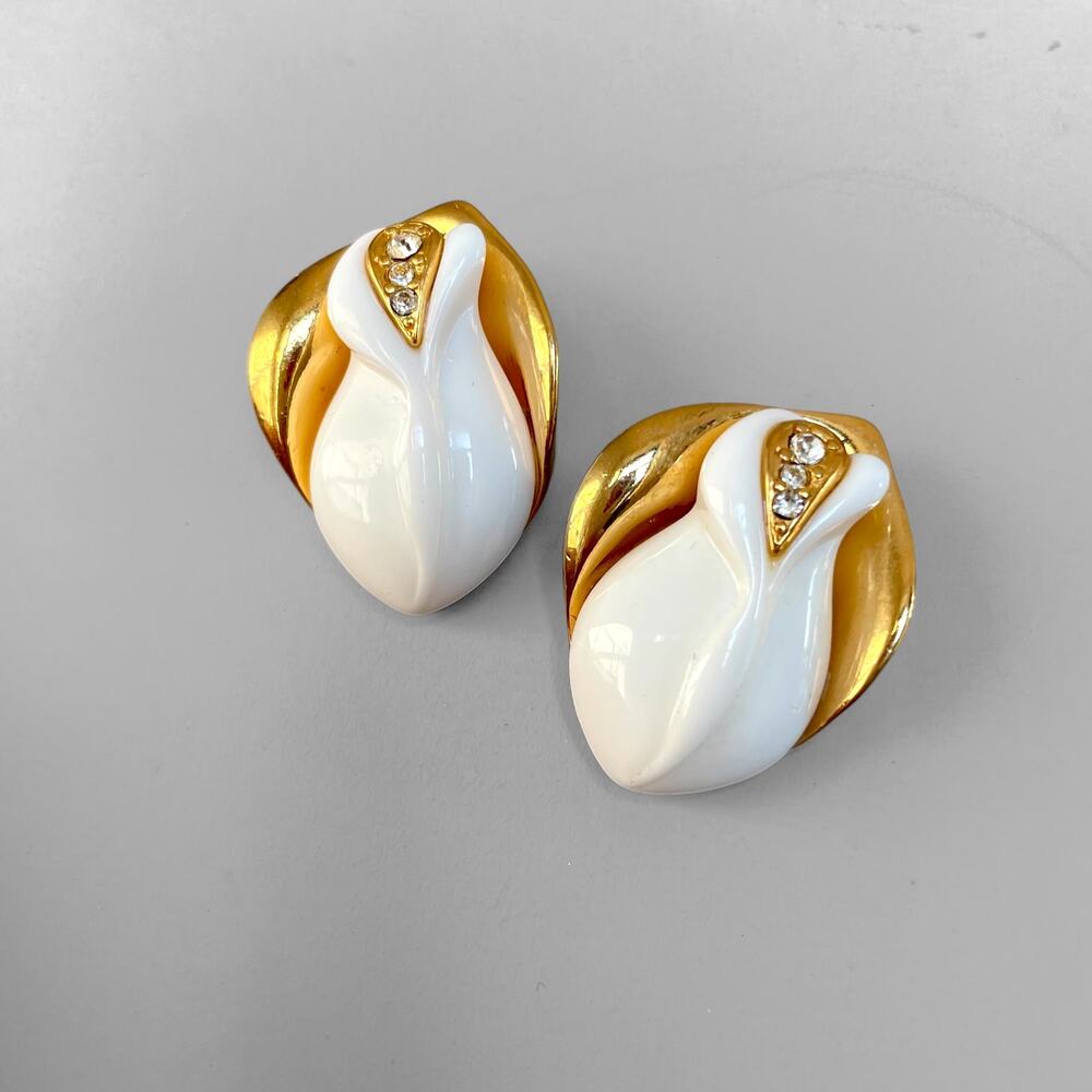 VTG 1988 Signed KJL Avon Kenneth Jay Lane Midnight Rose Bridal Stud Earrings